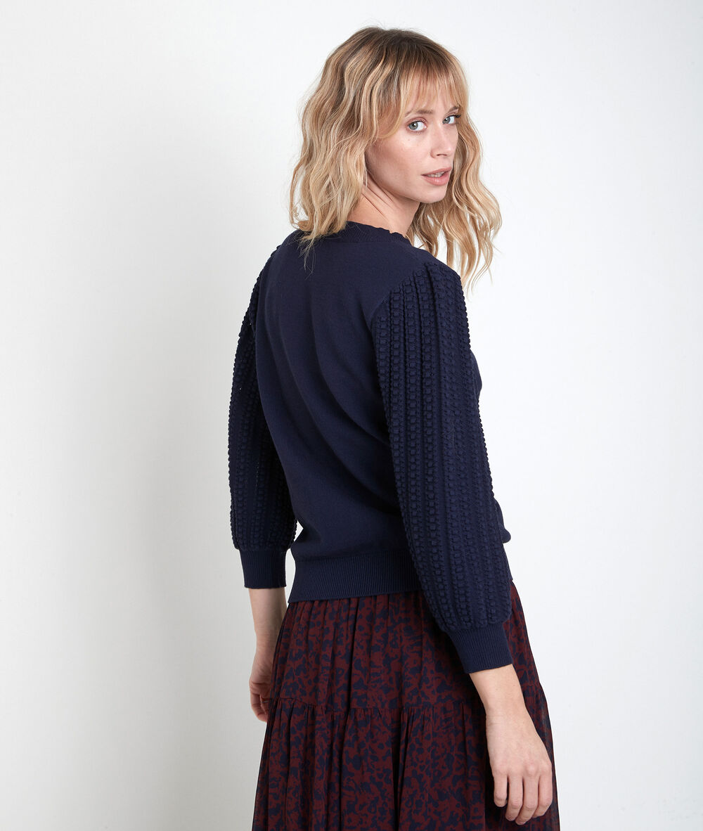 Aube blue decorative knit jumper encre.