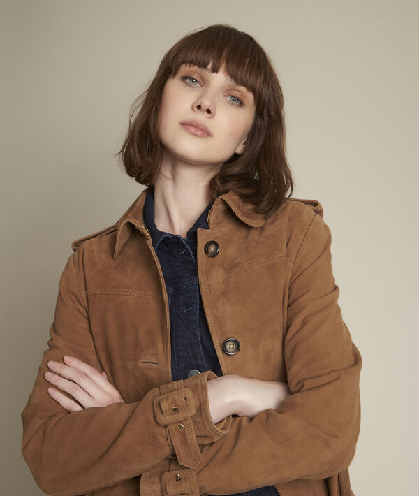 Qleo tan suede leather trench coat | 1-2-3 Qleo tan suede leather trench coat PhotoZ | 1-2-3