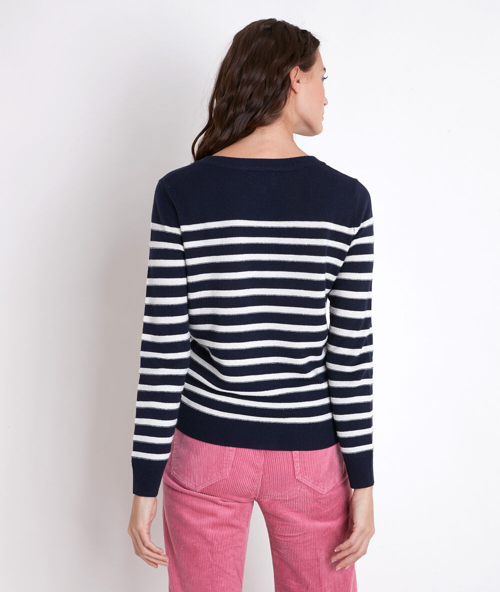 Aaron striped cardigan marine.