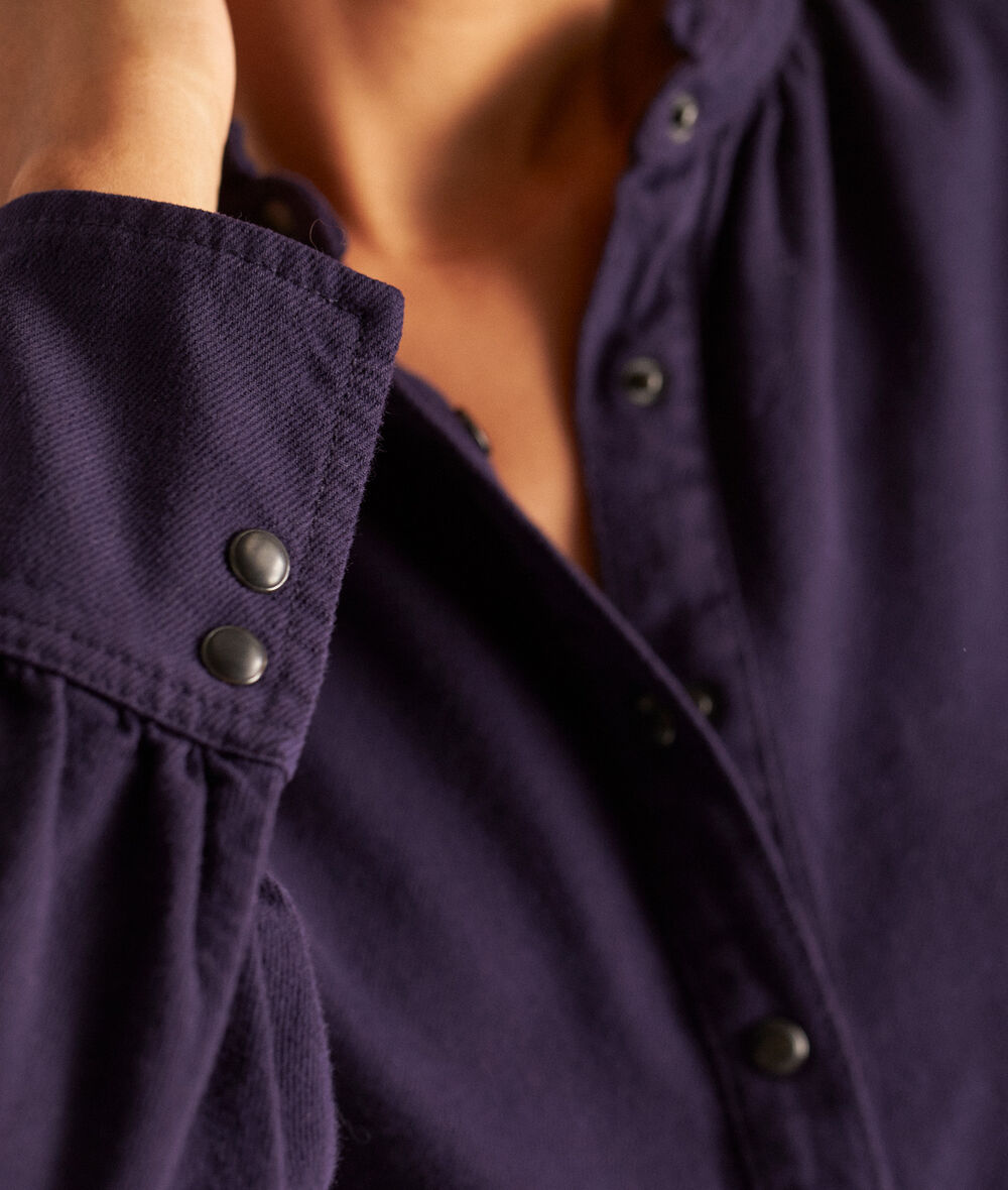 CAROLE violet cotton gathered shirt PhotoZ | 1-2-3
