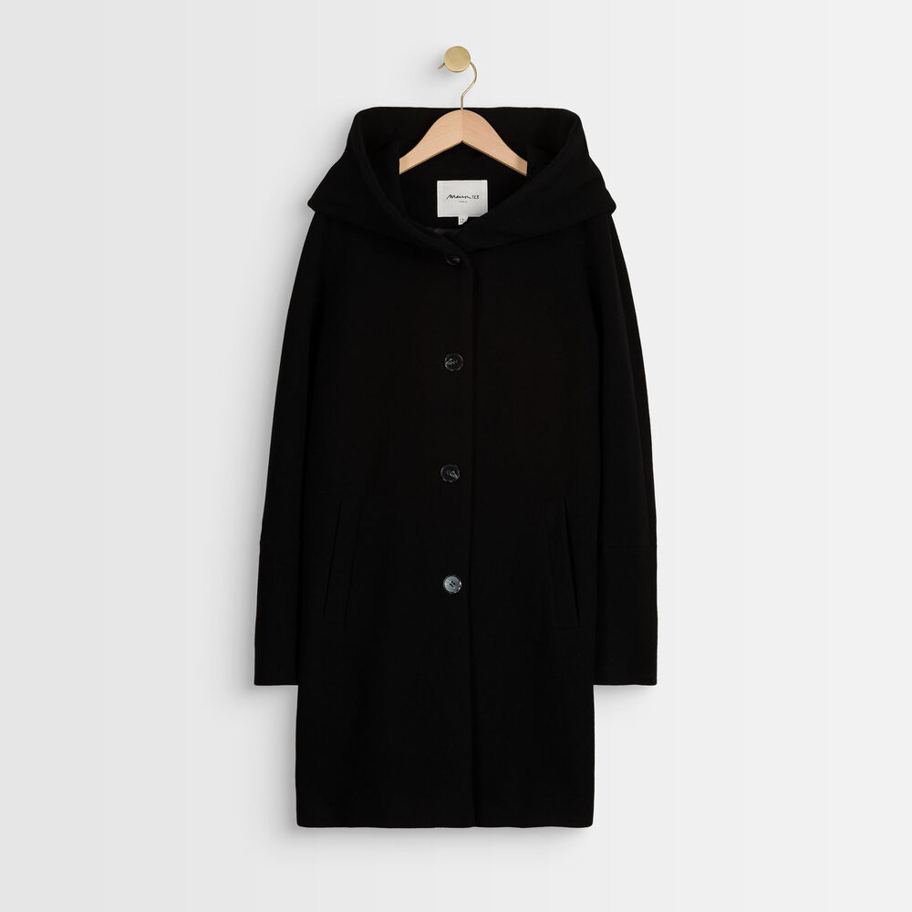 Ocea black wool blend coat noir.