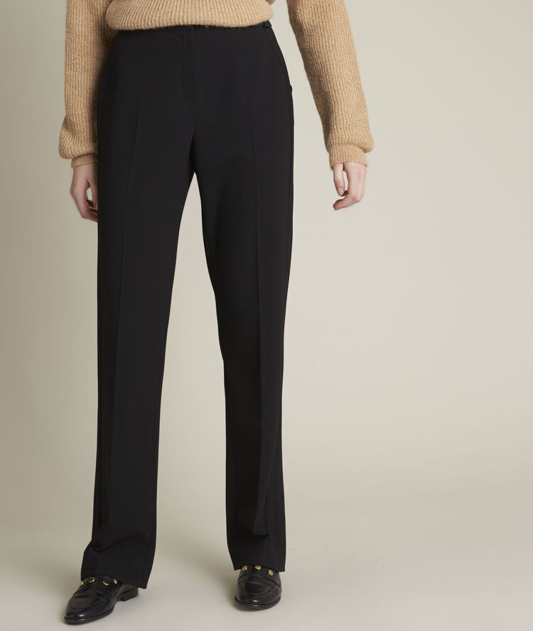 Enio straight leg microfibre trousers black.