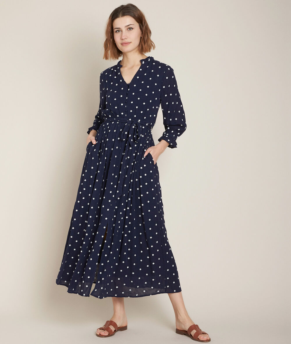 Cosiris embroidered maxi dress navy blue.