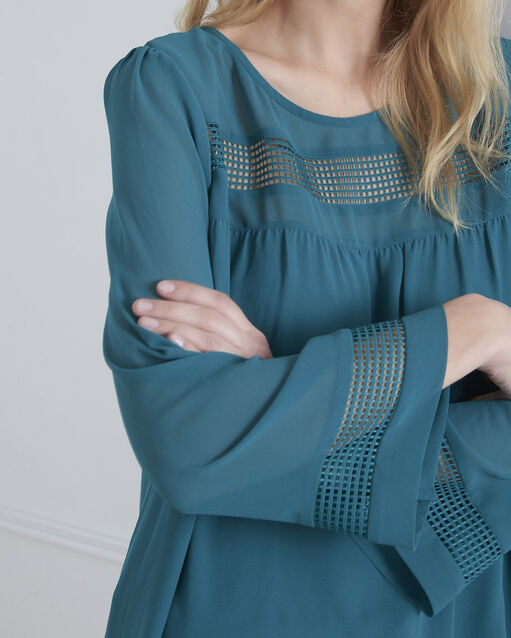 Verana green blouse with lace insert teal.