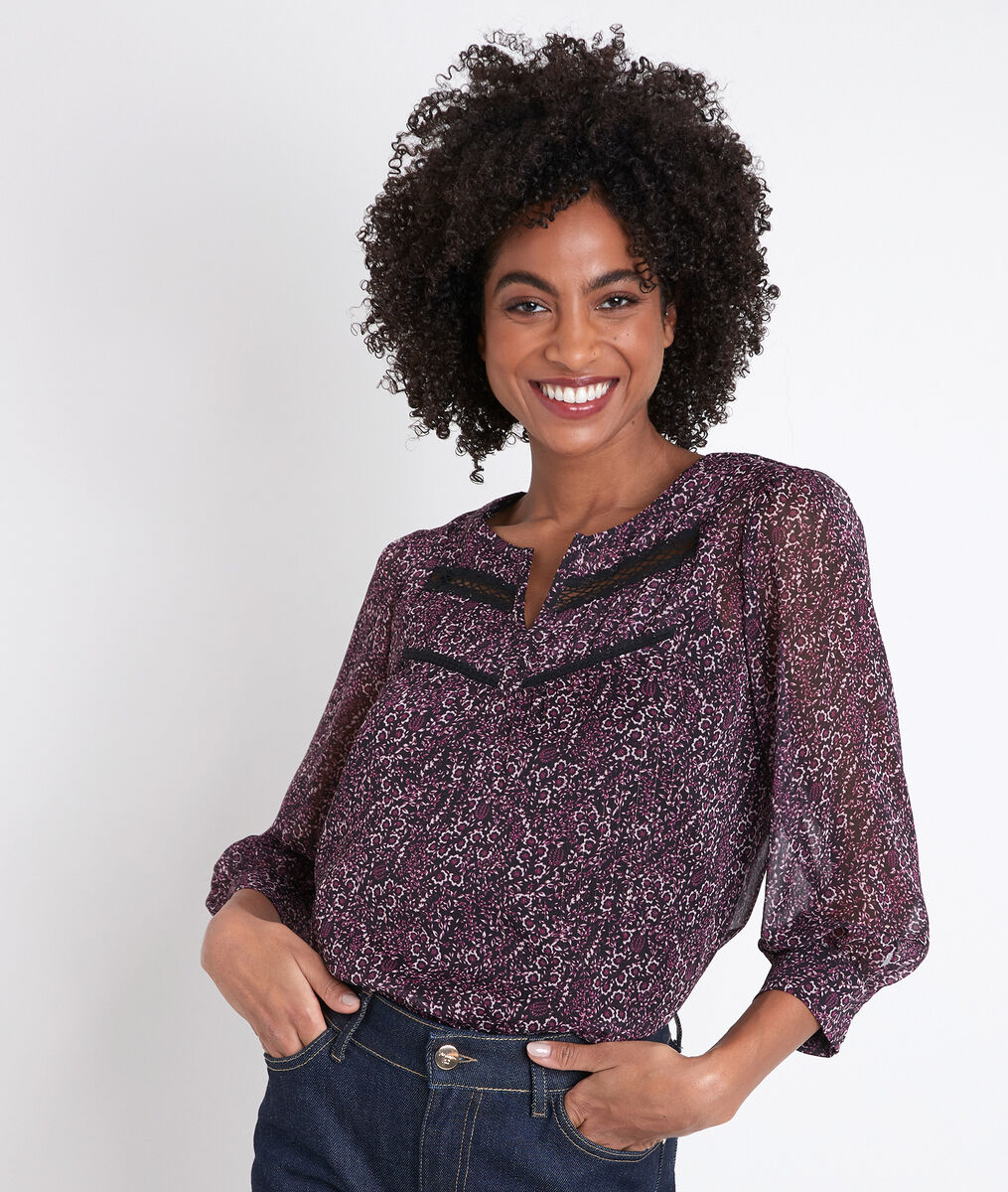 Juan printed fuchsia blouse | 1-2-3 Juan printed fuchsia blouse PhotoZ | 1-2-3