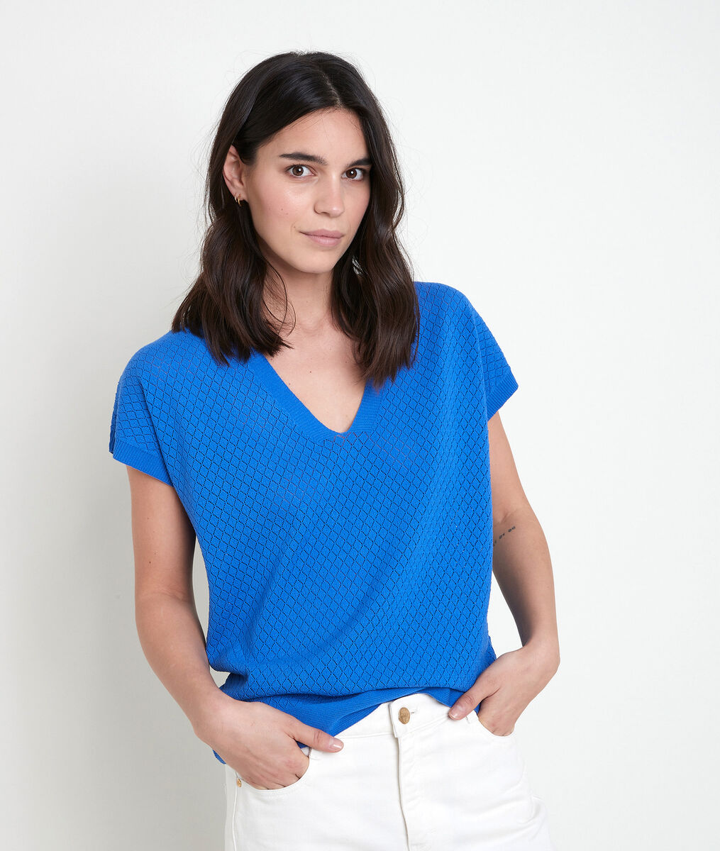 ALINE openwork viscose Ecovero® forget-me-not jumper | 1-2-3 ALINE openwork viscose Ecovero® forget-me-not jumper PhotoZ | 1-2-3