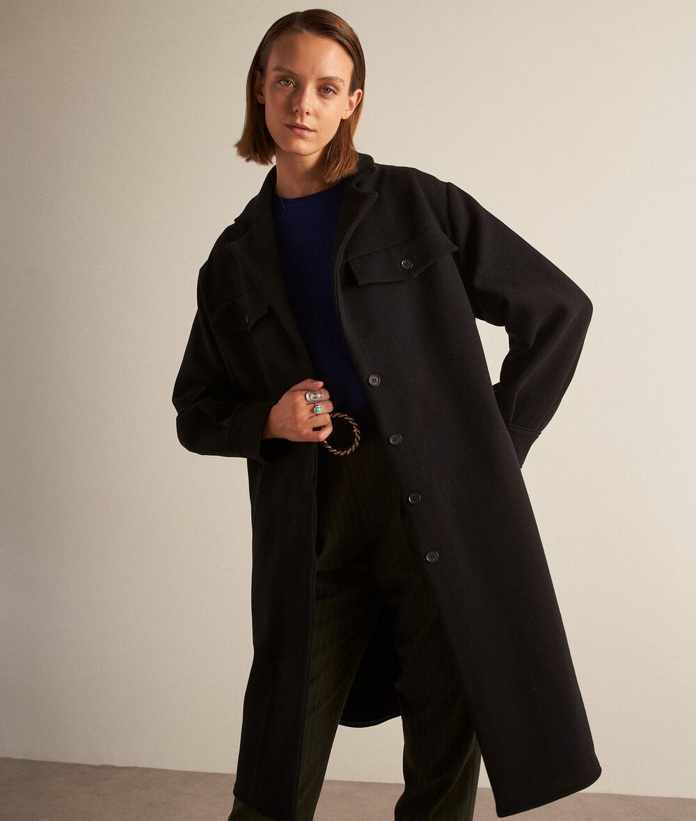 Morgane long black wool coat PhotoZ | 1-2-3