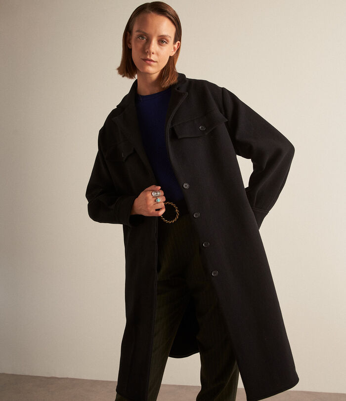 Morgane long black wool coat PhotoZ | 1-2-3