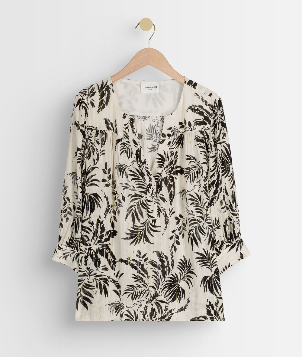 Loana cream and black printed blouse PhotoZ | 1-2-3