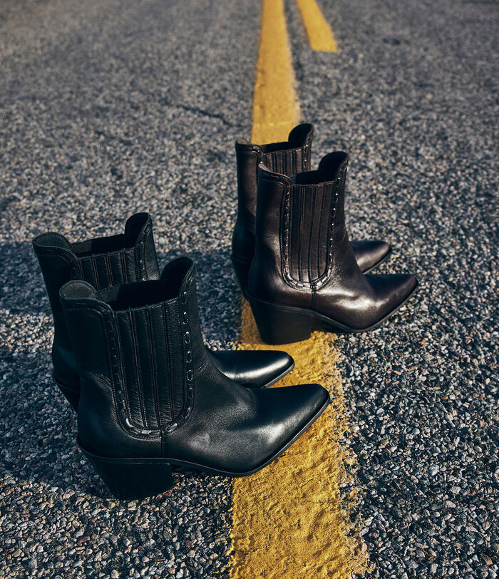Boots santiags courtes en cuir noir Nadie PhotoZ | 1-2-3