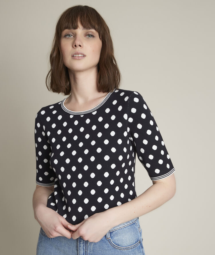 Dots jacquard jumper navy blue.