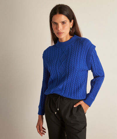 Basso royal blue EcoVero viscose cable-knit jumper PhotoZ | 1-2-3