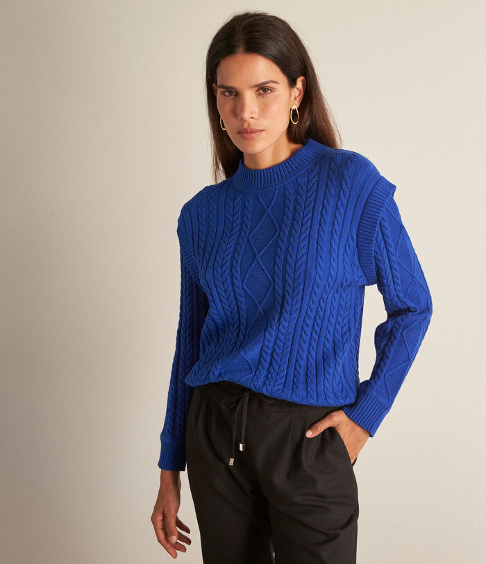 Basso royal blue EcoVero viscose cable-knit jumper