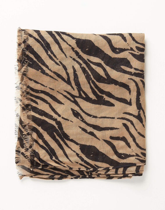 Ange zebra print scarf in camel | 1-2-3 Ange zebra print scarf in camel PhotoZ | 1-2-3
