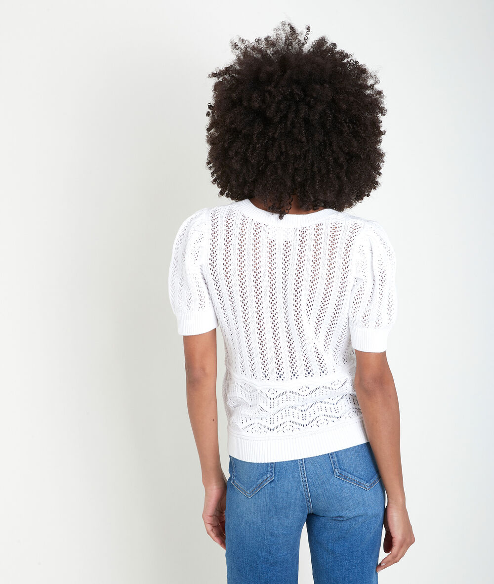 Alto organic cotton openwork pullover blanc.