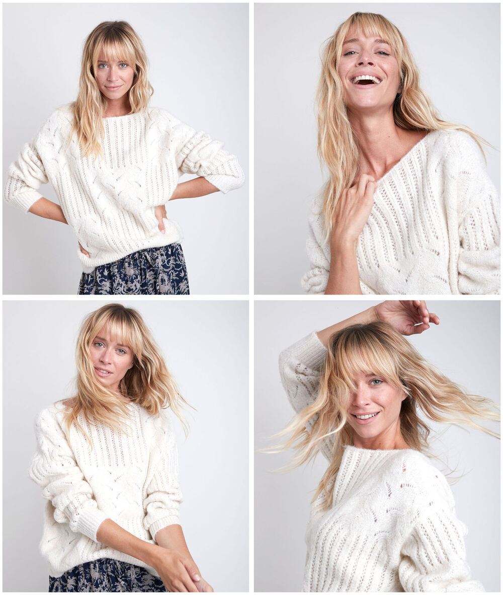 Romario cable knit pullover ecru.
