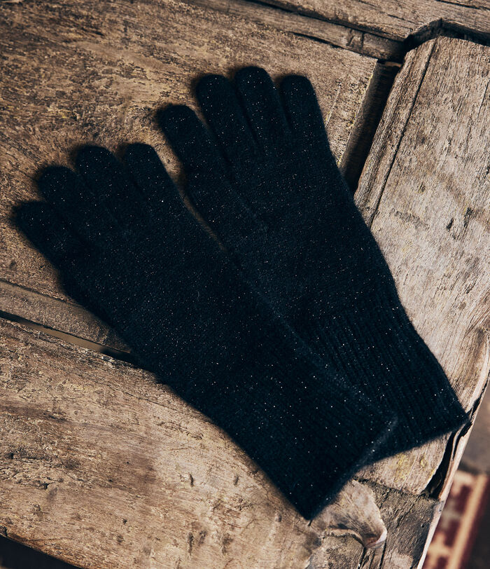 Sacha black recycled-cashmere gloves