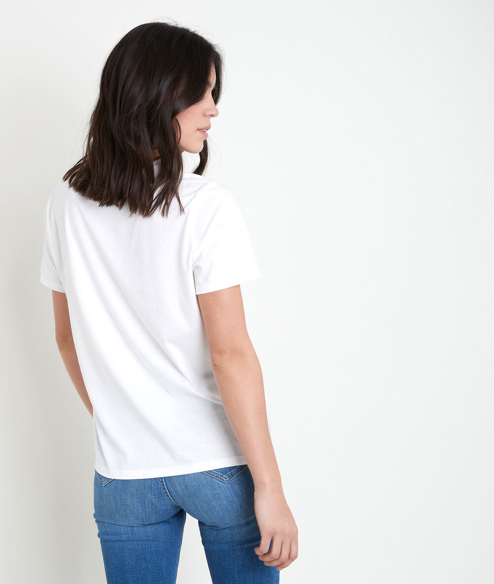 Irma ecru cotton t-shirt with slogan ecru.
