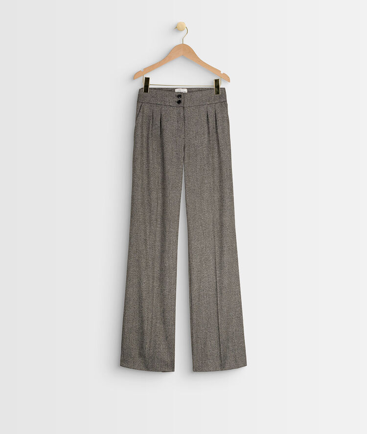 Malo wide-legged herringbone trousers gris perle.