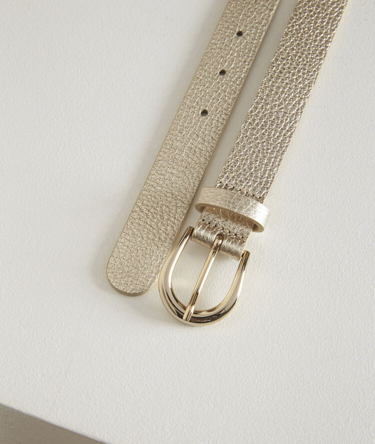 Karine golden leather belt white gold.