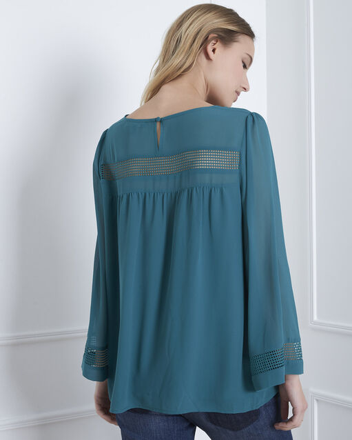 Verana green blouse with lace insert teal.