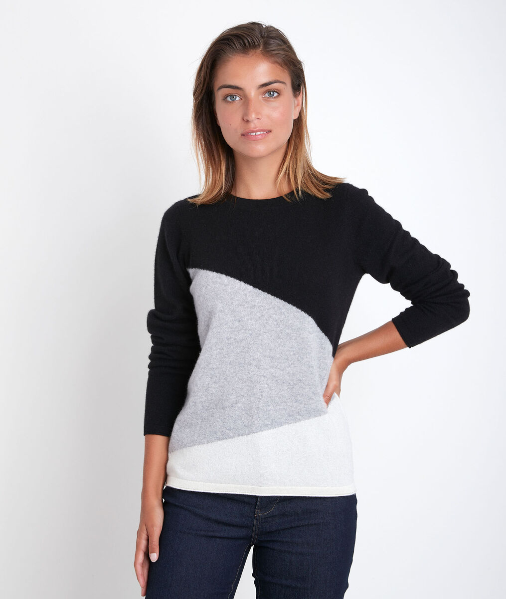 Raven colourblock cashmere pullover | 1-2-3 Raven colourblock cashmere pullover PhotoZ | 1-2-3