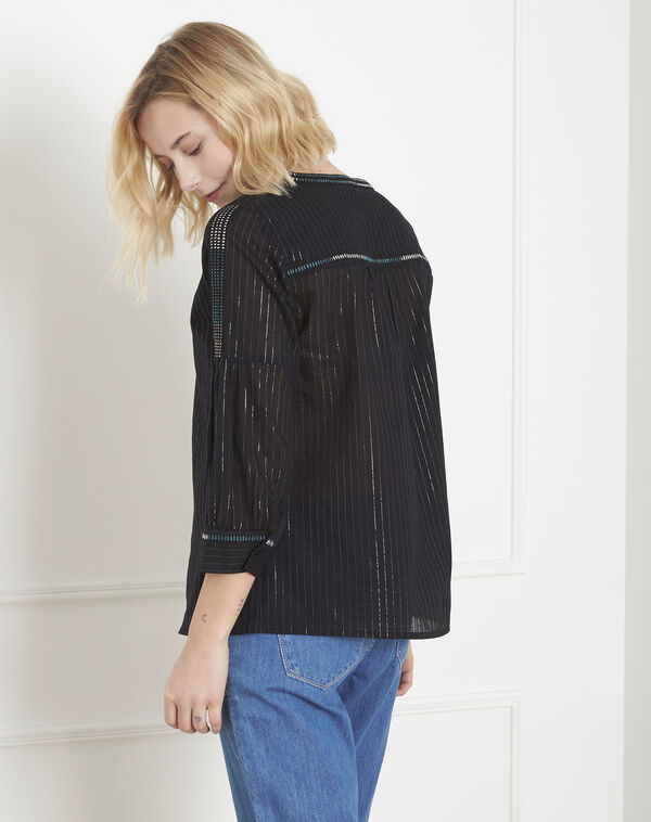Varan black blouse with ethnic embroidery black.