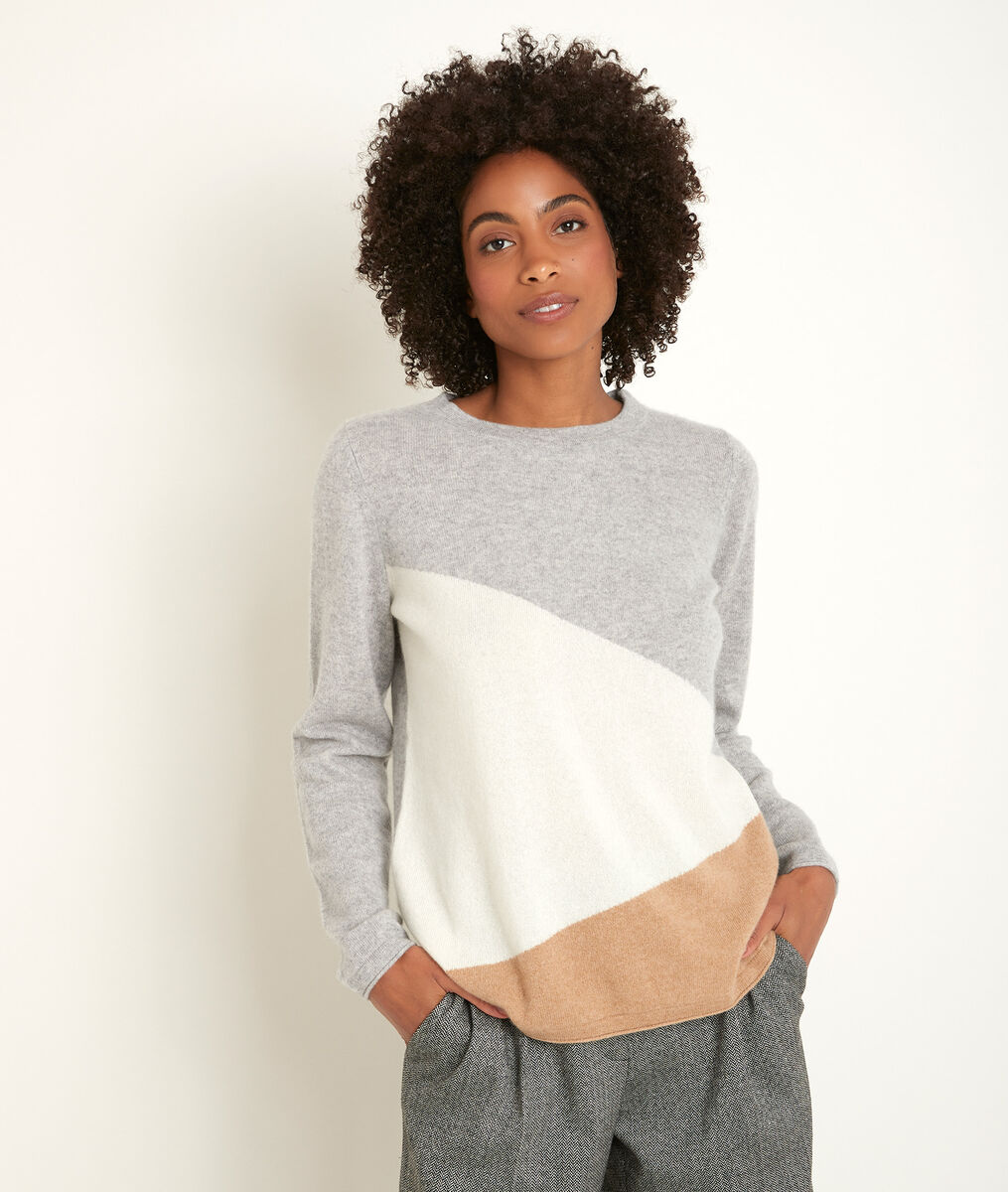 Raven colourblock cashmere pullover | 1-2-3 Raven colourblock cashmere pullover PhotoZ | 1-2-3