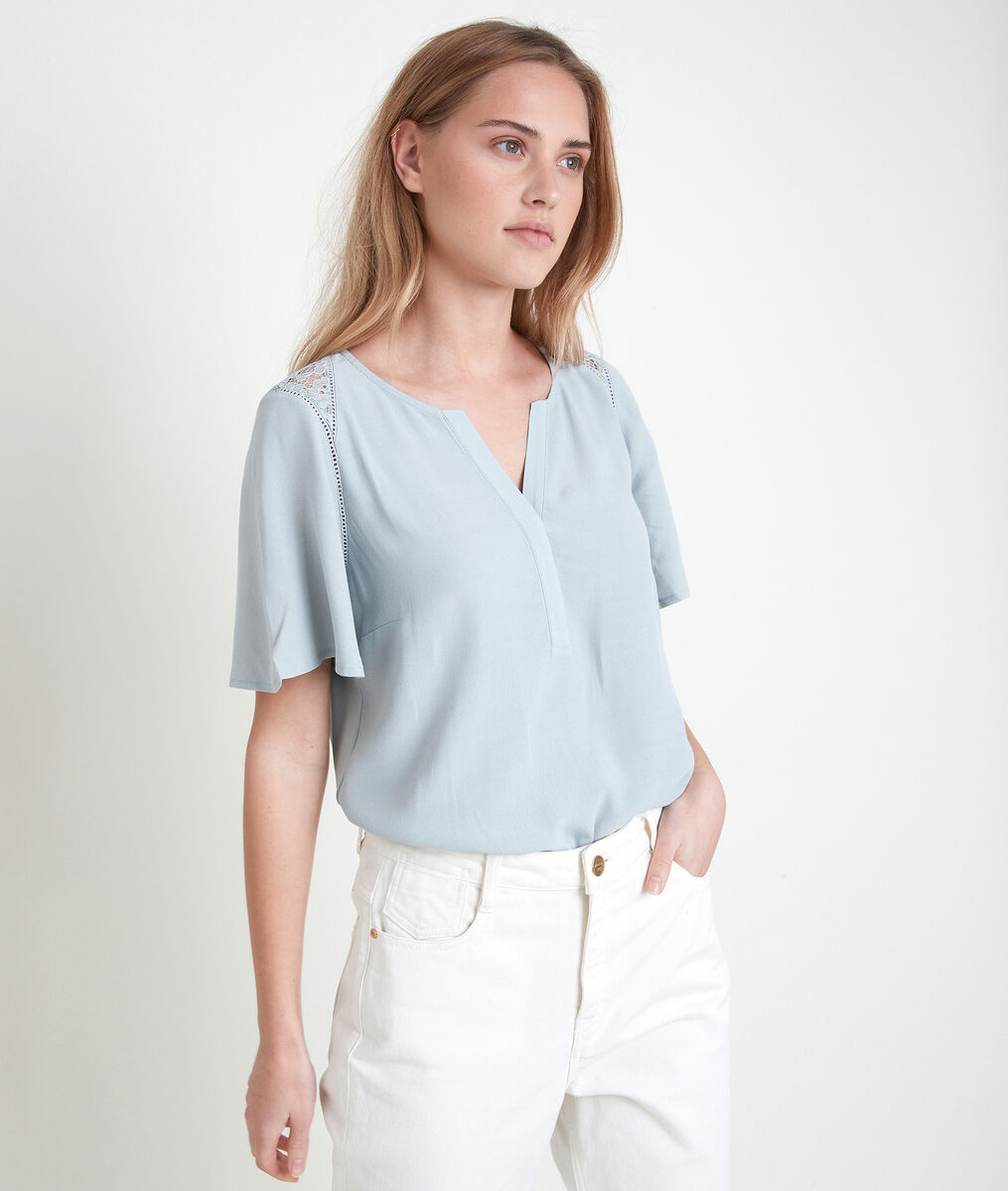 DONNA mint-coloured dual-fabric top | 1-2-3 DONNA mint-coloured dual-fabric top PhotoZ | 1-2-3