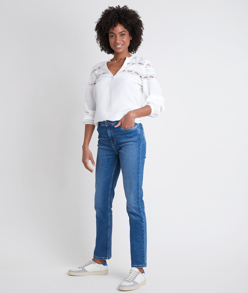 DAISY two-fabric ecru top | 1-2-3 DAISY two-fabric ecru top PhotoZ | 1-2-3