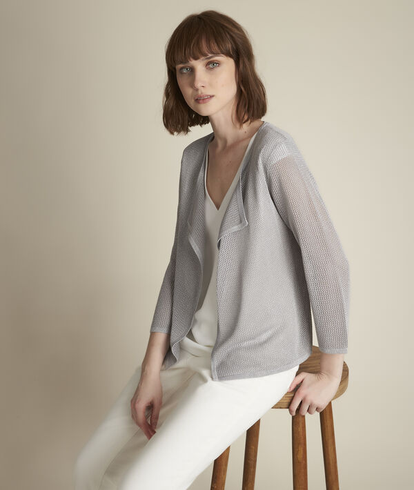 Noisette chiné grey openwork cardigan | 1-2-3 Noisette chiné grey openwork cardigan PhotoZ | 1-2-3