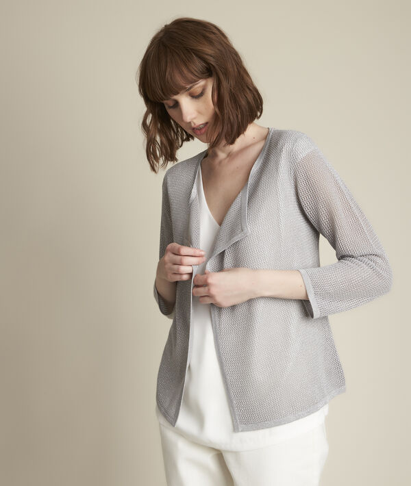 Noisette chiné grey openwork cardigan | 1-2-3 Noisette chiné grey openwork cardigan PhotoZ | 1-2-3