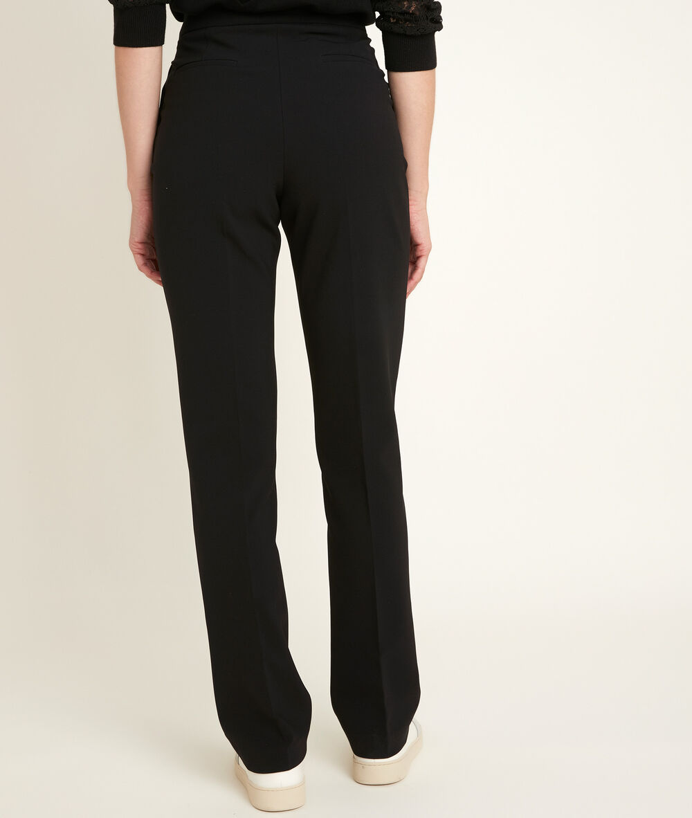 Melie straight leg microfibre trousers noir.