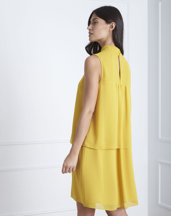 Heloise yellow high-neck dress aniseed.