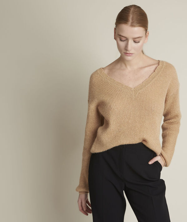 Flambeur tan lurex pullover | 1-2-3 Flambeur tan lurex pullover PhotoZ | 1-2-3
