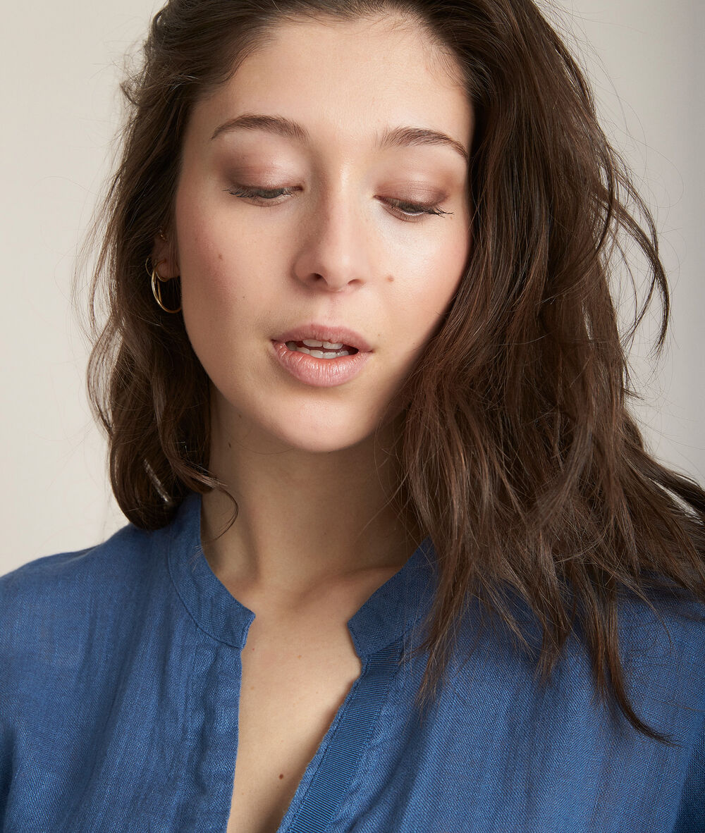 Emeline indigo linen shirt light duck egg blue.