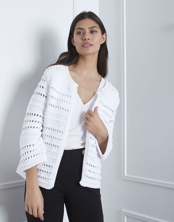 Arctic white textured cardigan | 1-2-3 Arctic white textured cardigan PhotoZ | 1-2-3