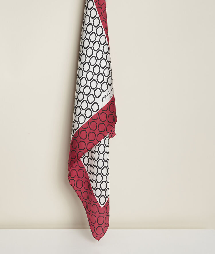 Colamaya square printed silk scarf light fuscia.