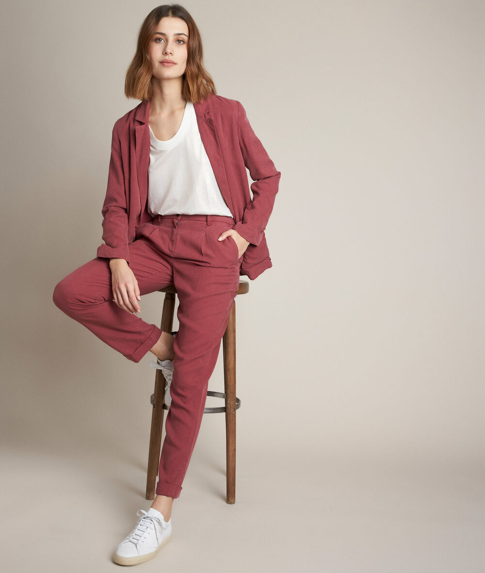 Leone flowing raspberry red jacket cherry red.