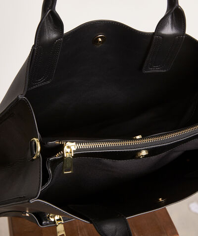 Smooth black rigid leather holdall PhotoZ | 1-2-3