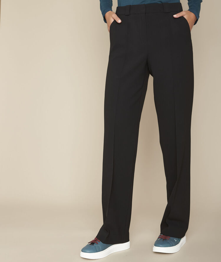 Eloic straight-leg microfibre trousers black.