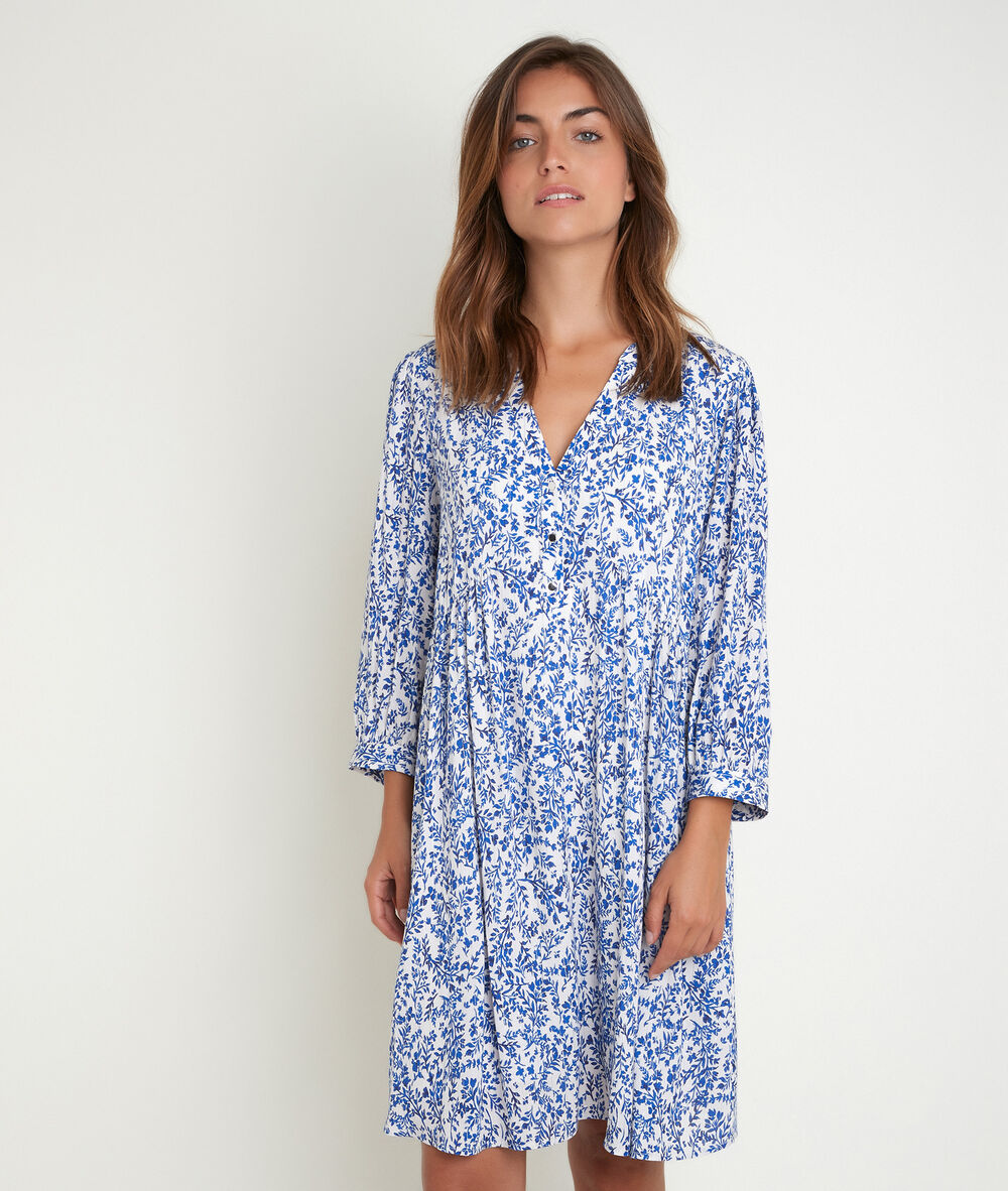 Calypso floral print dress ecru.