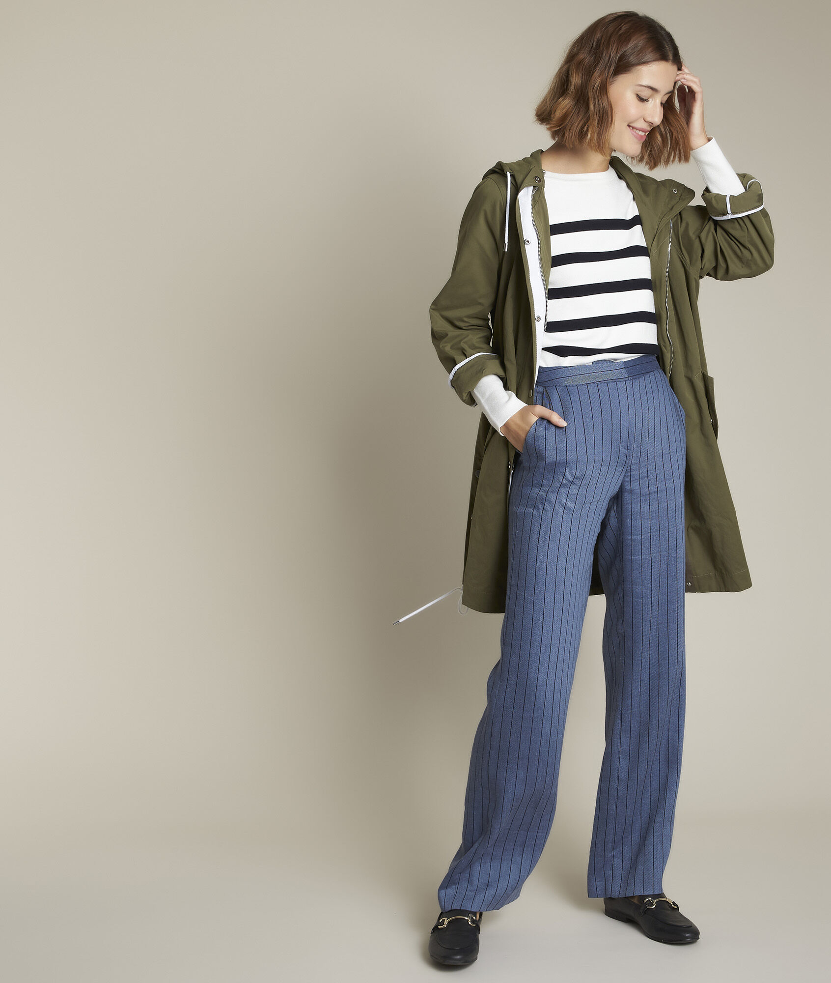 wide striped trousers