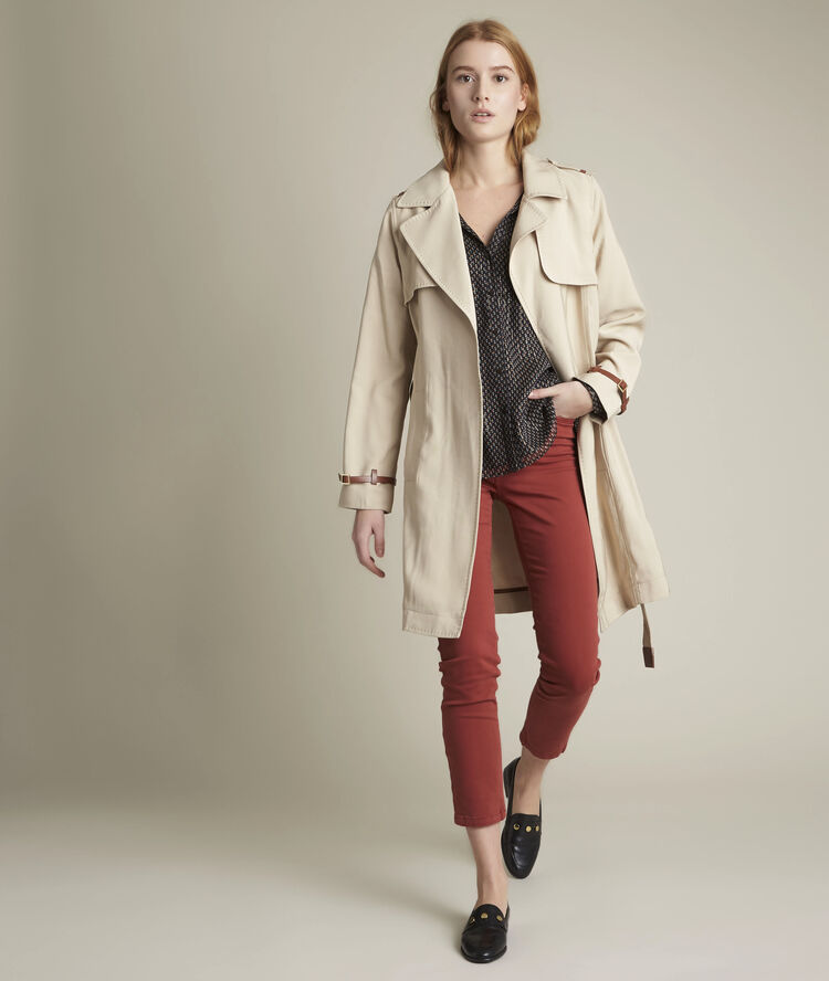 The iconic sultan cotton silk burgundy jeans  peach.