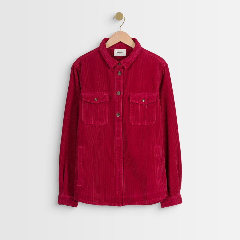 Perle red corduroy over-shirt grenat.