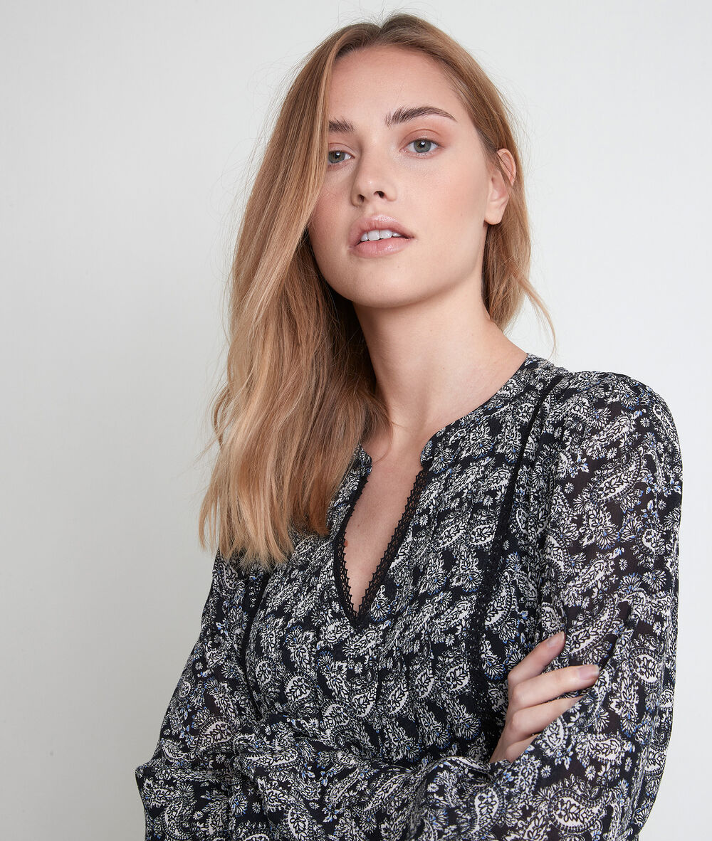 Lea maxi paisley print dress noir.