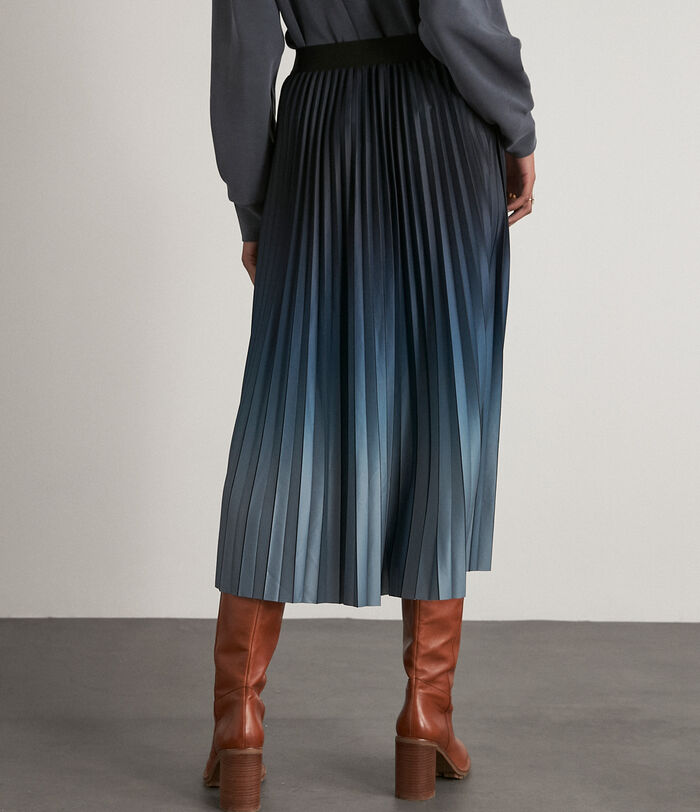 Elara distressed stonewash tie-dye pleated midi skirt PhotoZ | 1-2-3