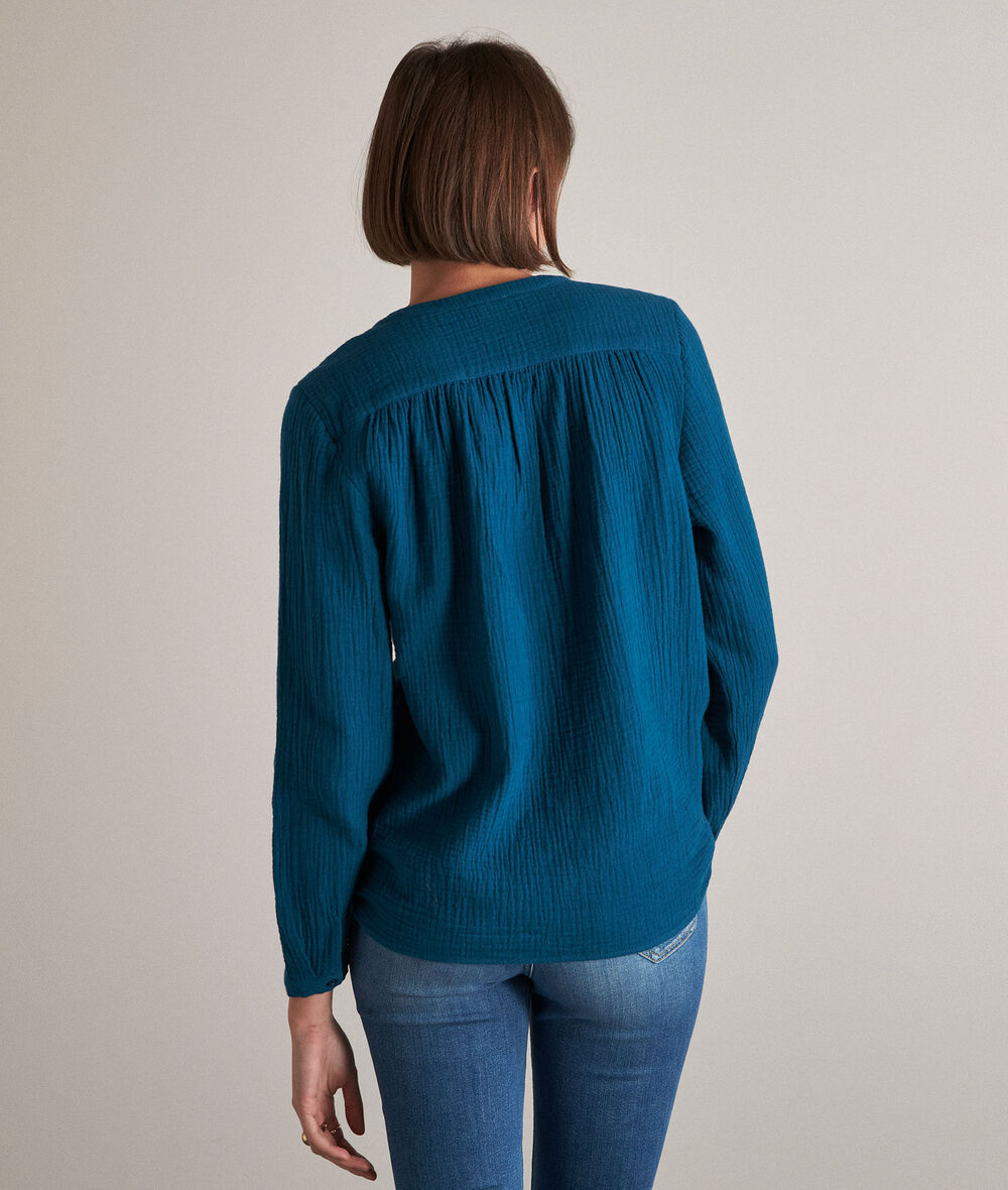 LAETI teal cotton gauze blouse PhotoZ | 1-2-3