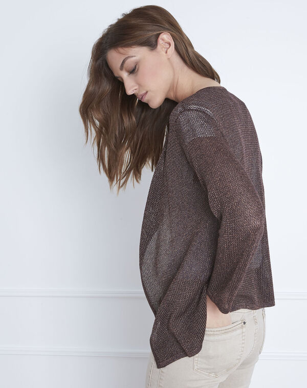 Brown waistcoat in noisette metallised viscose chocolate.