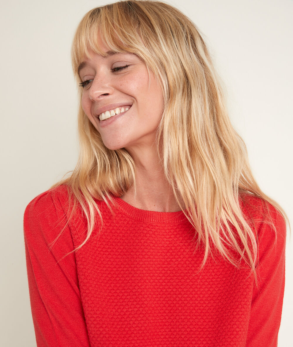 Rimel mandarin honeycomb pullover mandarine.